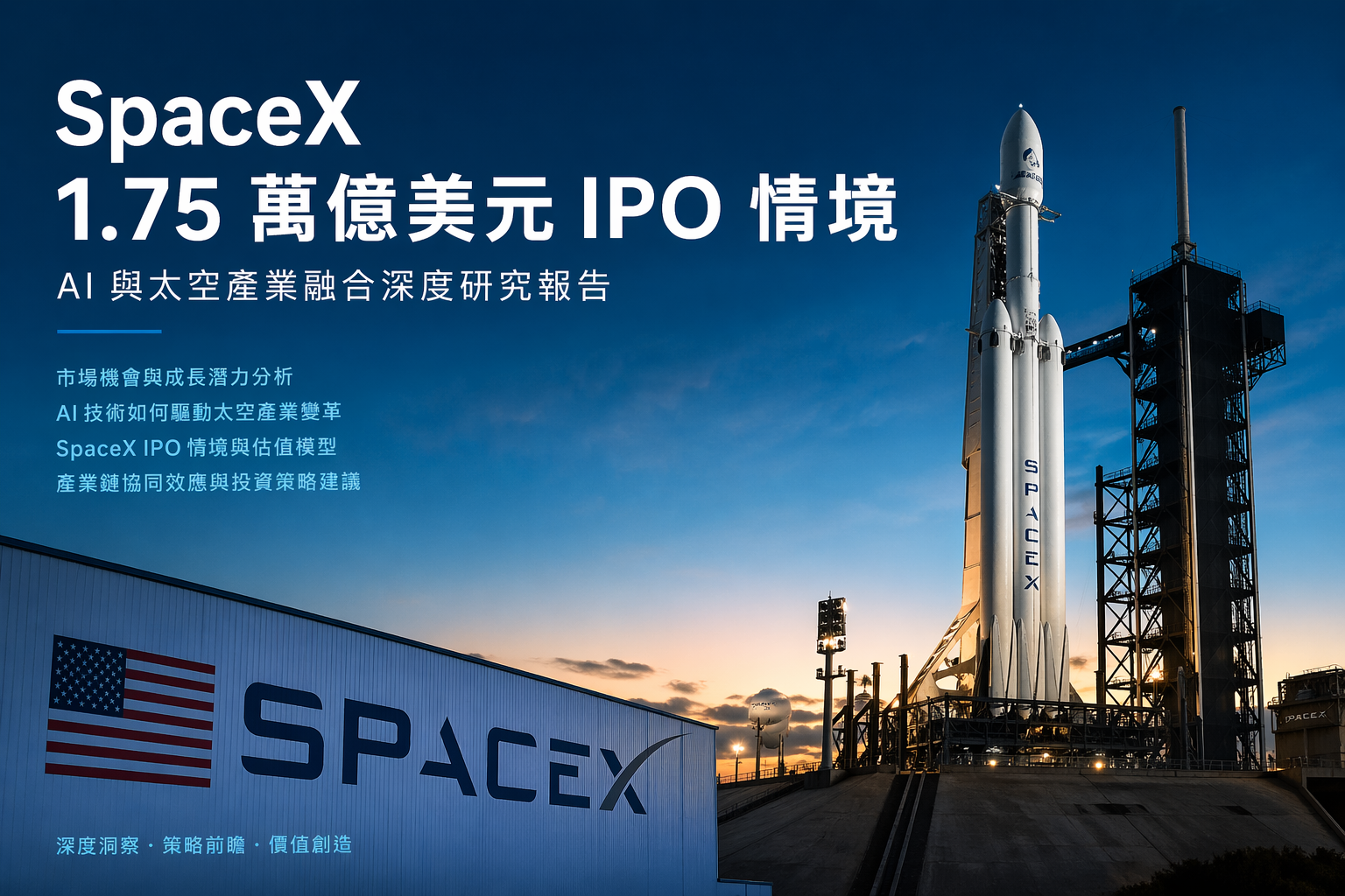 SpaceX 1.75 萬億美元 IPO 情境：AI 與太空產業融合的全球影響深度報告